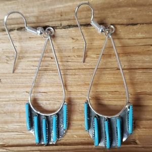 Native American Zuni Turquoise Sterling Earrings